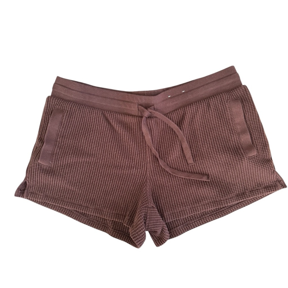Auden Womens XL Brown Cozy Ribbed Lounge Pajama Shorts